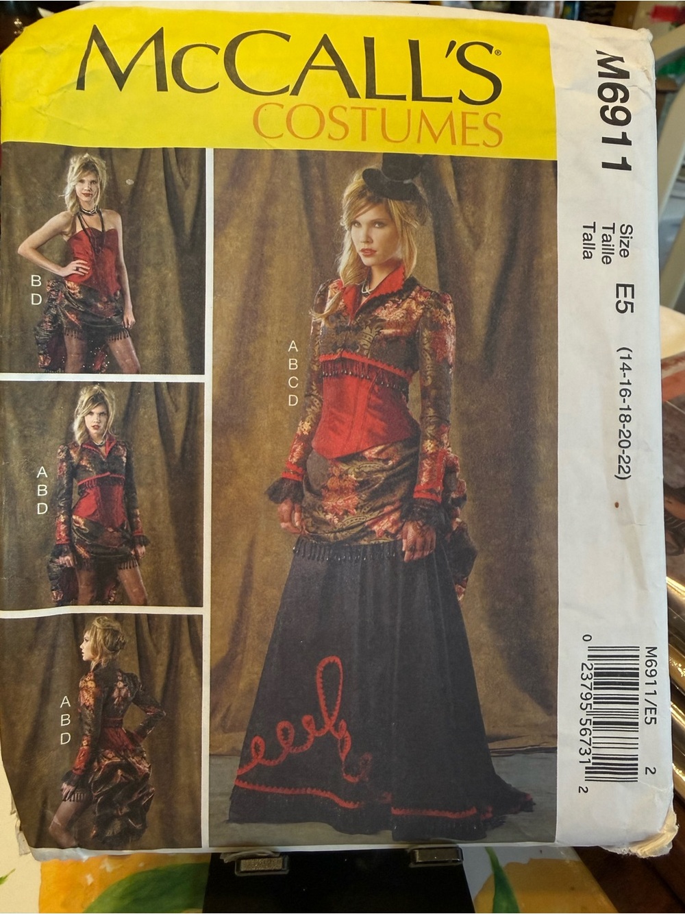 Plus Sz McCalls M6911 Steampunk Victorian Corset Costume Pattern 14-22 Uncut OOP